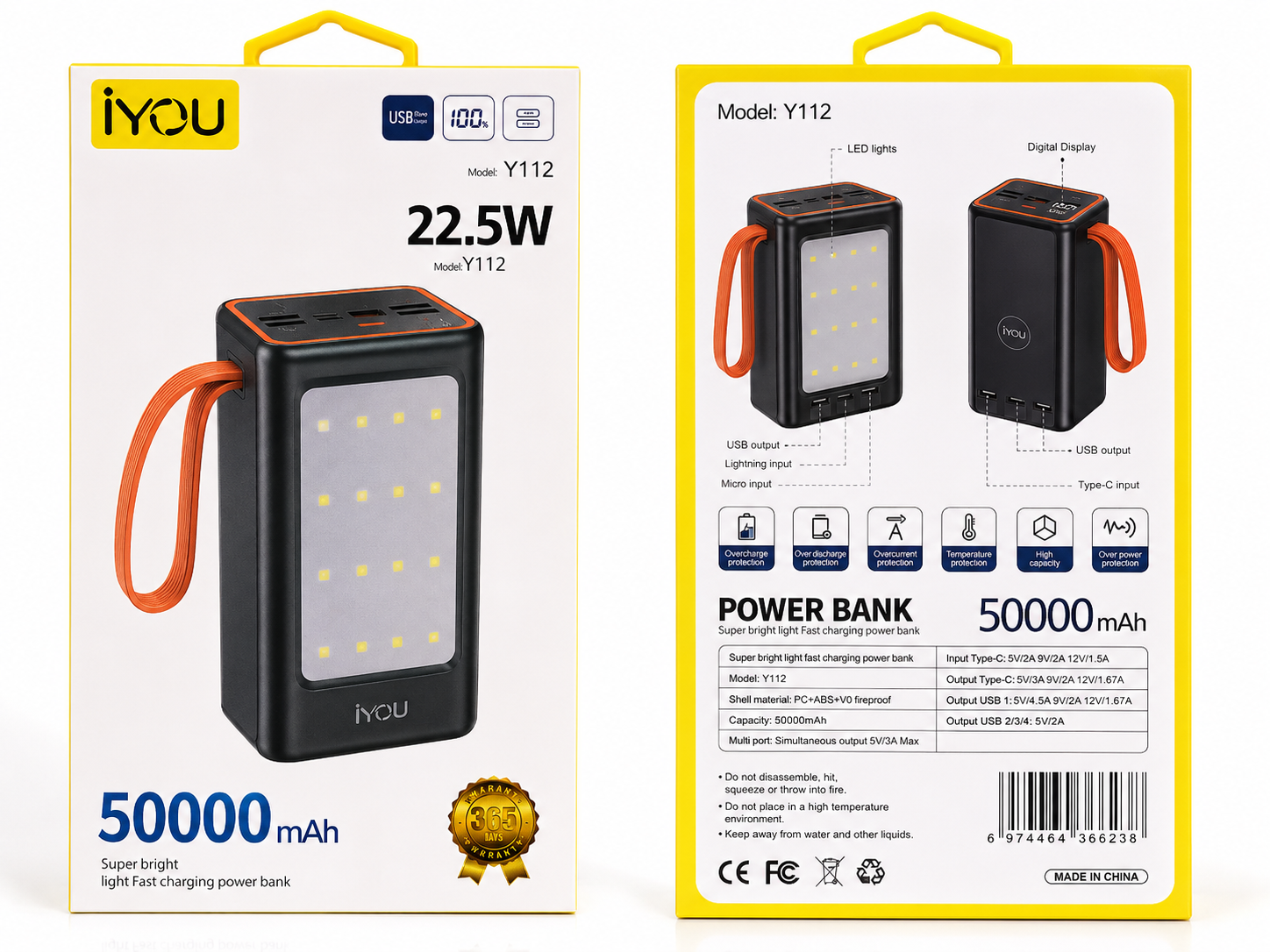 iYOU Y112 50000mAh 22.5W Fast Charging Power Bank